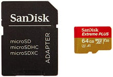 SanDisk Extreme Plus (64GB) microSDXC Memory Card with SD Memory Card Adaptor