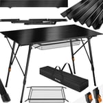 tectake Campingbord i aluminium, höj- och sänkbart, hopfällbart - svart