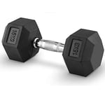 Guidon professionnel de 15 kg, haltère hexagonal caoutchouté avec poignée profilée, poids gym à domicile