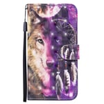Huzhide Samsung Galaxy A20E Case, Shockproof 3D Painted Animal PU Leather Wallet Protective Cover Flip Magnetic Clasp Folio with Kickstand Card Slots TPU Bumper for Samsung A20E Phone Case, Wolf