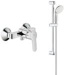 GROHE BauEdge | Bathroom Faucet - Single Lever Shower Mixer, Integrated Check Valve | Chrome | 23333000 & 27598001 | Tempesta 100 Shower Rail Set | 2 Sprays