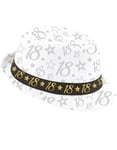 Vit Fedora-hatt med svart band och nummer - 18 ÅR