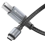 Sonero® Câble USB 2.0, câble de connexion, câble d'imprimante, fiche C vers fiche B, 480 Mo/s, gris sidéral/noir, 5,00 m