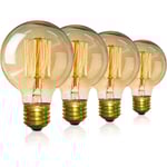 Vintage Edison-glödlampa, dimbar skruv, Edison-glödlampa glödlampa, glödlampa vintage glödtråd varmt ljus 40w G80 E27 220V - 4-pack