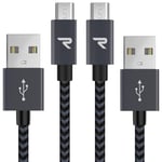 RAMPOW Micro USB Cables 3m 2Pack 2.4A High-Speed Android Charger Cable 10ft Nylon Braided Samsung USB Cable Compatible with Samsung Galaxy S7/S6/S5 J5/J3, Sony, LG, Kindle, Xbox, PS4 Space Grey