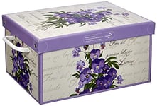 Boite de Rangement avec Couvercle, Boite en carton, Rangement Vetement, Meuble de Rangement Chambre, Bureau, Panier de Rangement, Organisateur Tiroir, Boite Cadeau, 25x35x17,5 cm SMALL VIOLETTES 2