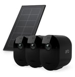 Arlo Pro4 Wireless Outdoor Home Security Camera, CCTV, 3 Camera system and FREE Arlo Solar Panel Charger bundle - Black, With 90-day FREE trial Arlo Secure Plan