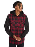 Urban Classics Men's Hooded Checked Flanell Sweat Sleeve Shirt Sports Hoodie, Multicoloured-Mehrfarbig (blk/Burgundy/blk 798), XX-Large