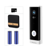 Smart WiFi Video Doorbell Camera, Visuell Intercom, Nattsyn, Alternativ 4 Vit, EU-kontakt