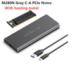M280n gris c-a - disque dur externe NVME SSD M2, USB boîtier SSD, 10Gbps, coque en aluminium, haute vitesse,