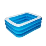 H.aetn Transparent 3-ring Inflatable Pool,Paddling Pools Water Pool For Outside Garden,Extra Large Family Swimming Pool For Kids Adults Blue 262x160x68cm