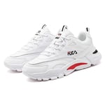 Men Trainers Platform Round Toe Casual Low Top Mesh Sneakers Male Breathable Anti Slip Lace up Jogging Running Shoes White