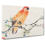 Parrot By Ren Yi Asian Japanese Canvas Wall Art Print Ready to Hang, Framed Picture for Living Room Bedroom Home Office Décor, 24x16 Inch (60x40 cm)