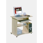 Dmora - Mini bureau à roulettes en stratifié finition chêne, 80 x 75 x 50 cm, avec emballage renforcé