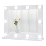 Waneway Hollywood Mirror for Dressing Table, Large Lighted Vanity Mirror with Lights for Makeup, Big Light up Mirror with 10 Dimmable LED Bulbs, Slim Wooden Frame, Tabletop or Wall Mount, White