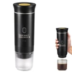 Bärbar Espresso Kaffemaskin, Kompatibel med Kapslar och Malet Kaffe, USB-laddning,Svart