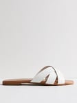 New Look White Leather-look Faux Croc Mule Sliders, White, Size 8, Women