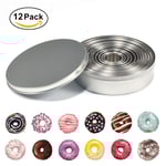 12 st Rostfritt stål Rund Kaka Kex Cutter Bakning Metall Molds för deg Fondant Do