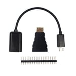 Autre Kit adaptateur 3 en 1 Raspberry Pi zéro adaptateur Mini HDMI vers HDMI + câble Micro USB vers USB + en-tête GPIO pour Raspberry Pi zéro W 1.3