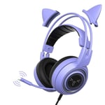 pc gaming headset SFBBBO Gaming Headset with Mic G951S Purple Stereo for PS4 PC Phone Detachable Cat Ear Headphone 3.5MM Noise Reduction Women Gift withStand