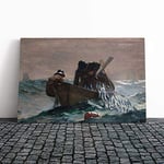 Big Box Art Canvas Print Wall Art Winslow Homer Pulling in The Catch | Mounted & Stretched Box Frame Picture | Home Decor for Kitchen, Living Room, Bedroom, Hallway, Multi-Colour, 20x14 Inch