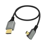 RIIEYOCACâble UHD 8K HDMI mâle vers Micro HDMI mâle 48Gbps haute vitesse 2.1 supportant 8k@60Hz, 1080p, ARC, 3D, pour DVR, HDTV (Angle droit, 0.5m)