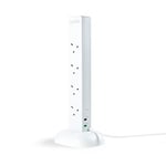 Status Tower Multi Plug Extension | 8 Socket Extension Cable | 13A Surge Protected with Neon Indicator | White 2m Extension Lead | S8W2MTUSBSSP4