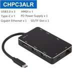 CRC2AA HUB USB Type C vers HDMI RJ45 Multi USB 3.0, adaptateur d'alimentation pour MacBook Pro Air Dock, 3 ports USB-C, séparateur USB Nipseyteko