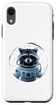 Coque pour iPhone XR drôle astronaute mignon animal raton laveur avec étoiles dans l'espace chat