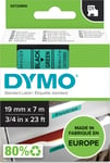 Dymo D1 labeltape 19mm, sort på grøn