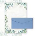 Galleri Papper Brevpapper A4 - Blå Blommor Inkl Kuvert 20 ark
