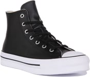 Converse A02485C Ct As Lift Hi Youth Leather Trainer In Black White Size UK 3 -6