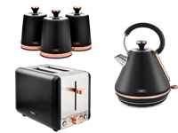 Tower Cavaletto Black Pyramid Kettle 2 Slice Toaster & Canisters Kitchen Set