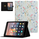 Fire HD 8 Case (2016/2017/2018 Release - 6th/7th/8th Generation), UGOcase Premium PU Leather Kickstand Smart Case with Auto Sleep/Wake Multi-Angle Viewing for Kindle Fire HD 8 Tablet, Floral