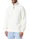 GANT Men's Shield Half Zip Sweatshirt, Cream, M