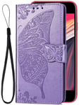 I Phone Se 2020 Case Butterfly Floral Wallet Compatible with Apple iPhone 7 8 Se2020 Cover Flip Folio Girly iPhonese Se2 2 S E 2020se iPone iPhone7 iPhone8 Coque Protective Skin 4.7 inch (Light Purple
