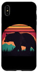 Coque pour iPhone XS Max Silhouette d'animal de couleur rétro, motif d'ours au coucher du soleil