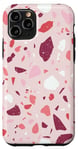 Coque pour iPhone 11 Pro Motif Terrazzo en rose, corail, bordeaux et blanc