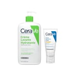 Lot de CeraVe Crème Lavante Hydratante 562ml Visage & Corps à l'Acide Hyaluronique + CeraVe Crème Hydratante Visage SPF 30 | 52ml | Crème Visage Jour Hydratante 24h à l'Acide Hyaluronique