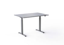 Wulff Hev Senk Skrivebord 120x80cm Lys grå laminatplate RAL 7047 Färg på stativ: Sølv - bordsskiva: