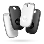 Tile Pro (2022) Lot de 4 localisateurs d’article Bluetooth, Portée de 120 m, fonctionne avec Alexa et Google Smart Home. Compatible avec iOS et Android, Noir/Blanc