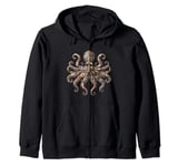 Clockwork Octopus Steampunk Kraken Sea Cryptid Graphic Zip Hoodie