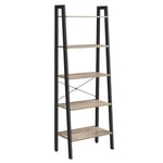 VASAGLE Meuble, Étagère Rangement 5 Niveaux, Bibliothèque, pour Salon, Chambre, Cuisine, Bureau, Style Industriel, Cadre en Acier, Marron Chêne et Noir LLS045B50, Panneaux d’aggloméré, 56x34,5x171,5cm