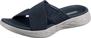 Skechers Women's On-the-go 600 - Glistening Slide Sandal,Navy Textile,8 UK