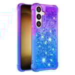 SKALO Samsung S24 Kvicksand Glitter Hjärtan TPU-skal - Lila-Blå multifärg