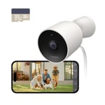 nooie Caméra de Surveillance avec Carte Micro SD 32 Go, Caméra IP WiFi Extérieure 1080P, Étanche IP66, Détection de Mouvement PIR, Vision Nocturne 15M, Audio Bidirectionnel, Compatible avec Alexa