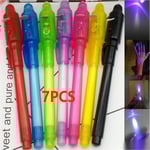7 st UV-ljuspennor Osynlig Magisk Penna Hemlig Penna multicolor