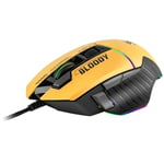 Bloody Gaming Mouse USB RGB Yellow Game 100 - 12000 Adjustable DPI 10 Buttons UK