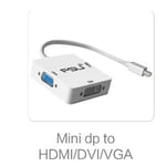 Mini dp tout en un - la norme - Adaptateur Mini Displayport vers HDMI/DVI/VGA, 3 en 1, 1080P, câble pour PC, Apple, MacBook, projecteur, Samart TV, Thunderbolt