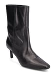 Leather Boots With Kitten Heels Black Mango